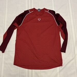 Nike Shirt Mens Large Red Performance Layer Long Sleeve Crew Neck Activewear